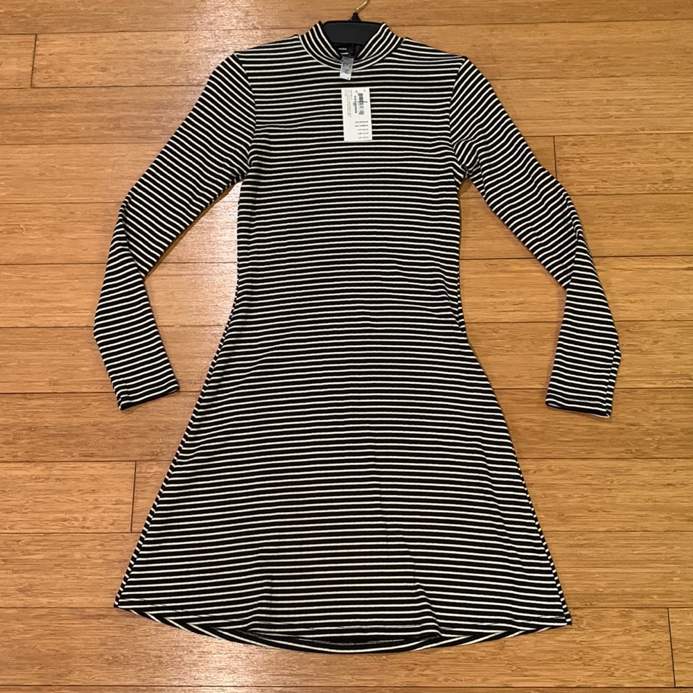 American Apparel Rib Long Sleeve Mock Neck Mini Dress - 2